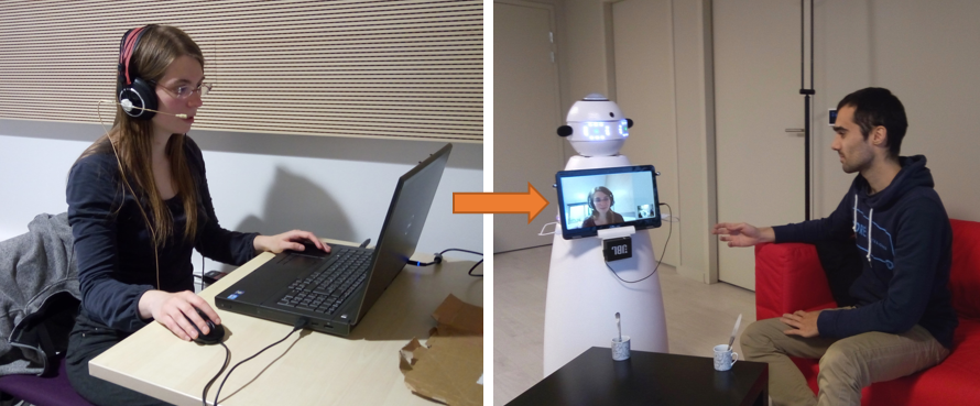 A gauche : pilote du robot | A droite : interlocuteur